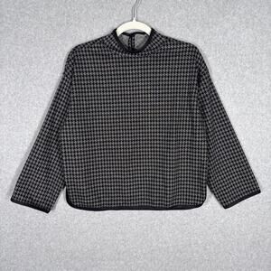 Max‎ Studio Top Small Knit High Neck Houndstooth Preppy Academia Dark Maximalist